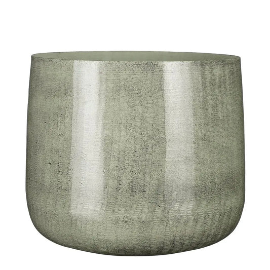 Mica Decorations Benson Bloempot - H27 x 32 cm - Metaal - Lichtgrijs