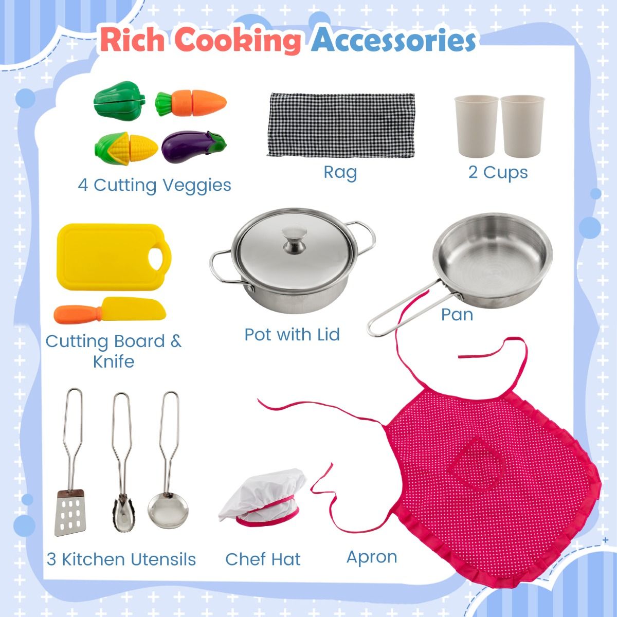 Coast Houten Kinderkeuken - met licht, geluid en waterdispenser - wasmachine en accessoires - bruin