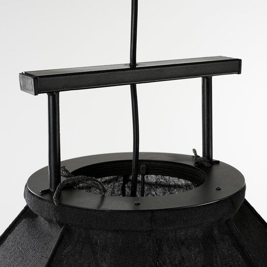 Mica Decorations Pego Hanglamp - H73 x Ø54 cm - Linnen - Zwart