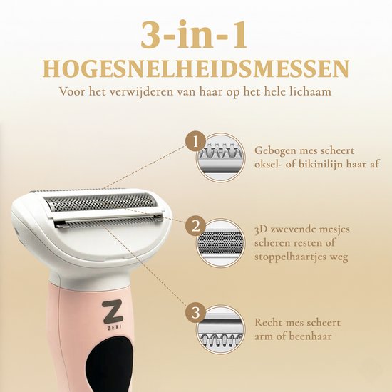 Ladyshave voor Vrouwen - 5 in 1 Scheerapparaat - Bikinilijn - Oksels - Benen - Gezichtshaar - Neustrimmer - Zeri