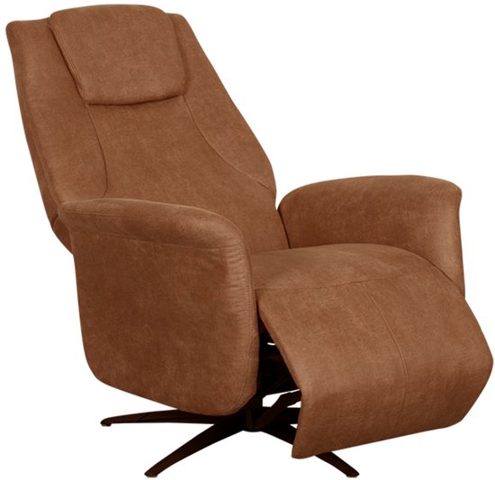 LABEL51 Stockholm Elektrische Relaxfauteuil Cognac - Micro Suede - 350° Draaibaar