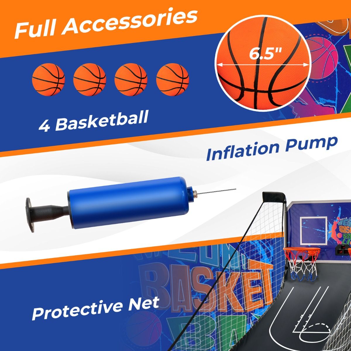 Coast Elektronisch Basketbalspel voor Binnen - Dubbel Schieten - Automatische Score - Donkerblauw + Zwart