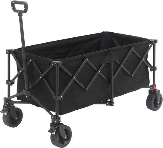 AXI SB141 Opvouwbare Bolderwagen XL – Bolderkar Zwart – Met Trekstang, Remmen en Hoes – 100 kg Draagvermogen – Eenvoudig mee te nemen - Metaal