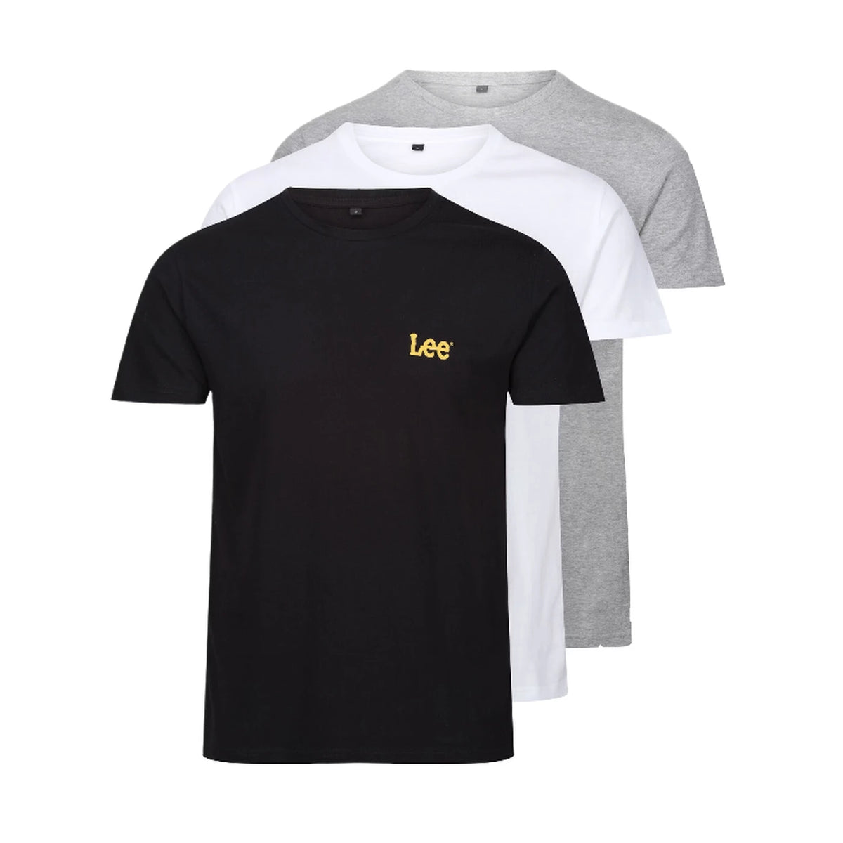 Lee Crew T-shirts met Ronde Hals - 3-pack - 100% Katoen - Zwart/Grijs/Wit - Maat M