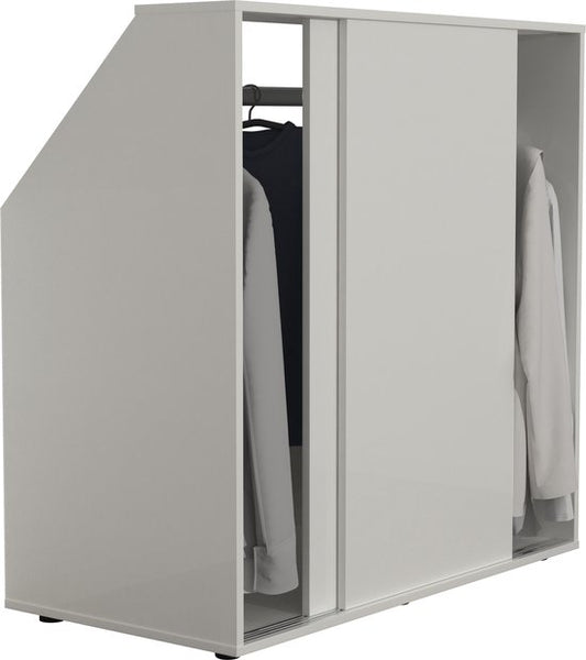 VDD - Kledingkast schuine wand zolder slaapkamer schuifdeuren - Kledingstang - Opbergkast geschikt voor schuine wanden -  100 x 100 x 50 cm - Wit