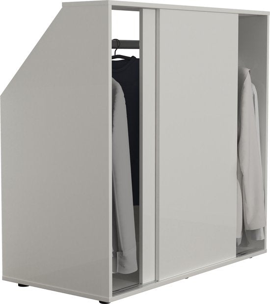 VDD - Kledingkast schuine wand zolder slaapkamer schuifdeuren - Kledingstang - Opbergkast geschikt voor schuine wanden -  100 x 100 x 50 cm - Wit