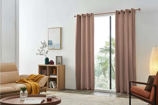 Larson - Velvet Gordijnen - 1,4 m x 2,5 m - Ringen - Roze