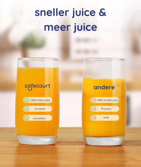 Safecourt Keuken Sapcentrifuge - Juicer voor Groenten & Fruit - Grote Vulopening - 3 snelheden - 800 Watt