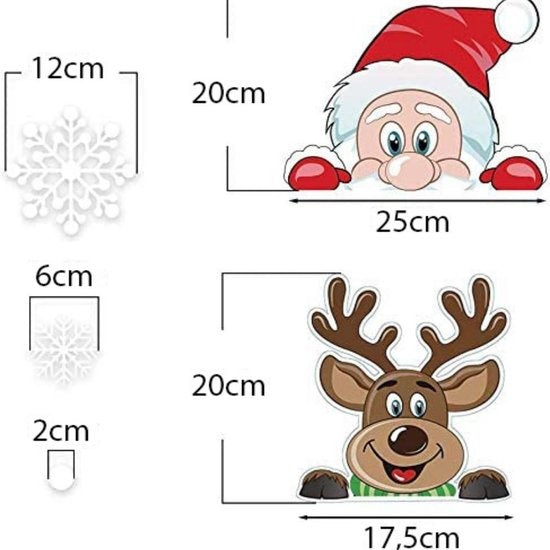 Giftmas - Raamstickers - Kerst Raamdecoratie - Kerst Stickers - Raamstickers Kinderen - Kerstversiering voor Binnen - Kerstversiering - Kerstman - Rendier - 50 stuks