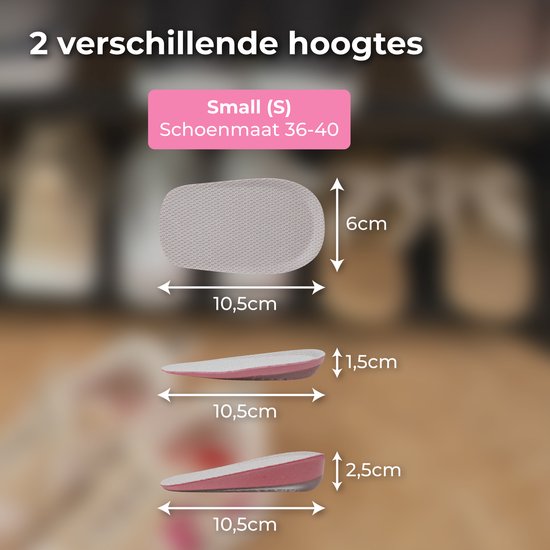 Nuvance Inlegzolen - 2.5cm Hakverhoger - Hielbeschermers - 2 Stuks - Maat 36-40 - Heren & Dames - Hielzooltjes - Roze