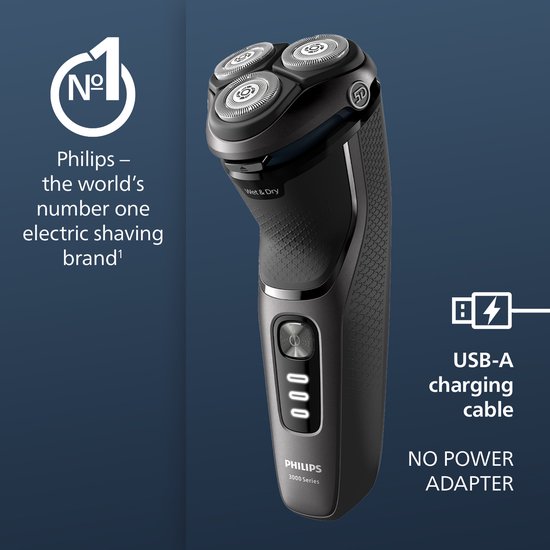 Philips Shaver 3000 Series S3343/13 - Elektrisch scheerapparaat – met trimmer – mannen - Donkergrijs