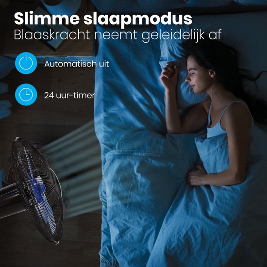 Auronic Statiefventilator - Staande Ventilator met Afstandsbediening - Timer - 50W - 53dB - Zwart