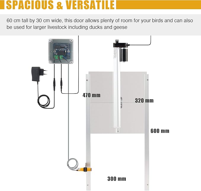 CO-Z Automatische Kippenluik met Tijdklok - Zilver - 60 x 30 cm - Infraroodsensor - Afstandsbediening tot 40 m - IP44 - Aluminium