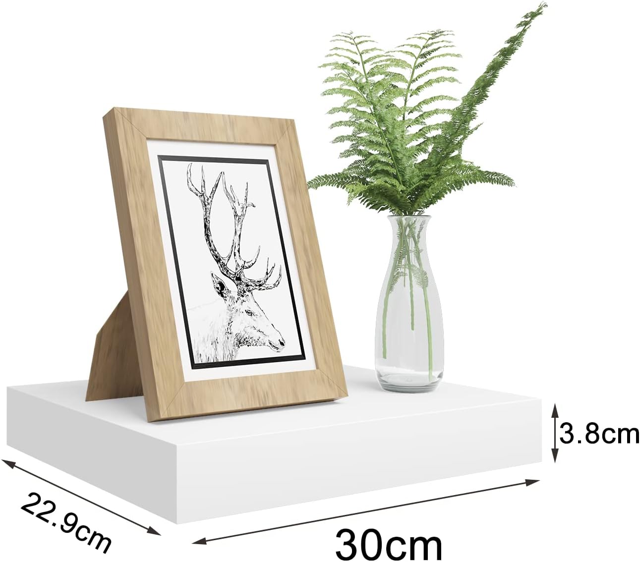 WOLTU Zwevende Wandplanken Set van 3 - Wit - 30x23x3,8cm