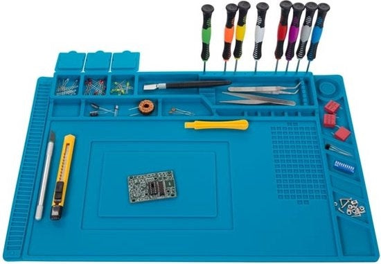 Velleman Silicone soldeermat, 450 x 300 mm, blauw