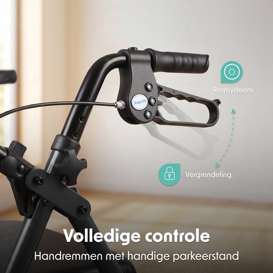 LifeGoods Basic Rollator Lichtgewicht en Opvouwbaar (8,7KG) - Met Zitje en Rugsteun – Voor Binnen en Buiten – Verstelbare Hoogte - Tot 136KG Draagkracht – Zwart