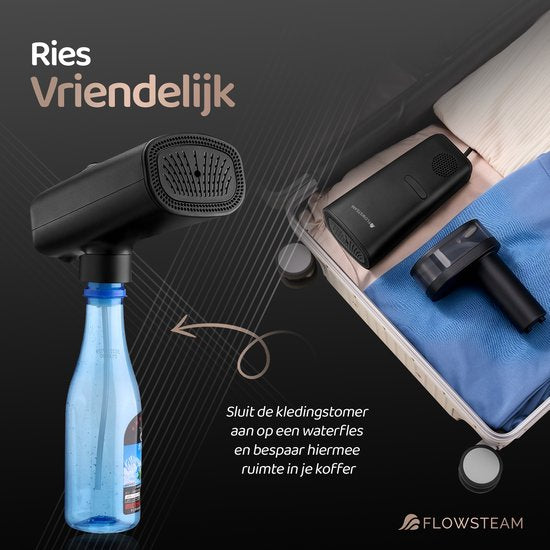 FLOWSTEAM® Vacuum Edition Kledingstomer - Handstomer met Zuigfunctie - Reisstomer - 2100W - Matte Black