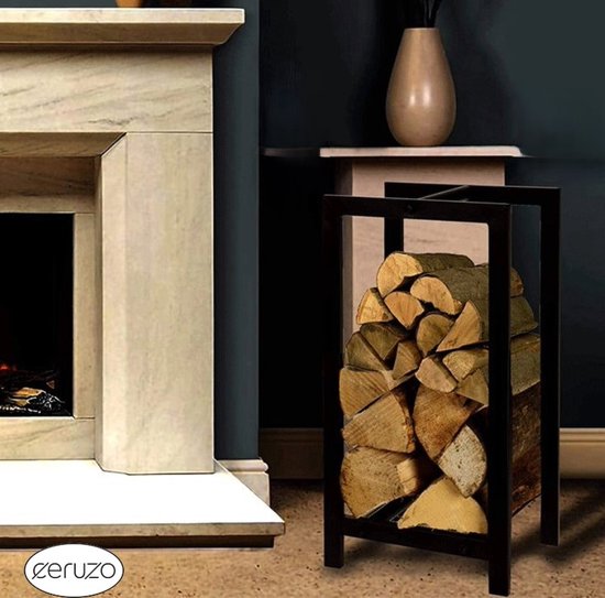 Haardhoutrek - Opslag voor Brandhout - 30x23x60 cm - Mat Zwart