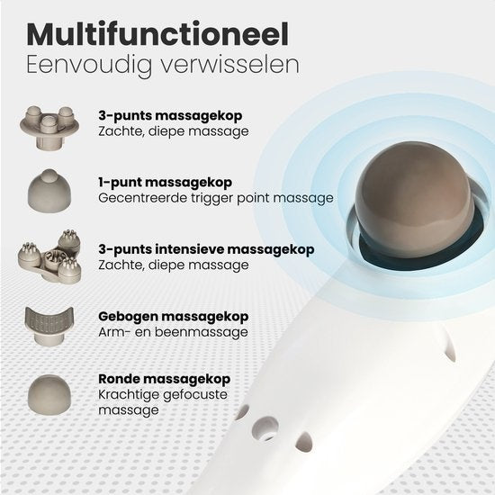 Auronic nek- en rugmassageapparaat Snoerloos 5 opzetstukken Wit/grijs