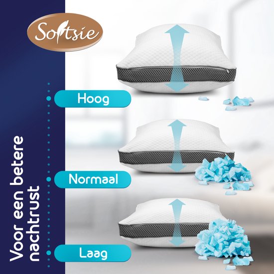 Softsie Traagschuim Hoofdkussen 70x50 - Ergonomisch Kussen - Verstelbaar Slaapkussen - Pillow - Hoofdkussens Nekklachten