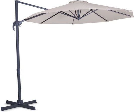 VONROC Zweefparasol – Kantelbaar & Incl. Beschermhoes – Ø300 x 245 cm – Beige