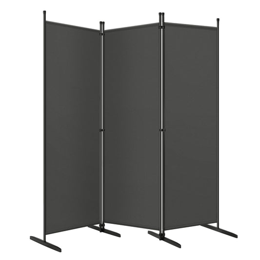 Woltu Kamerscherm - 3 Panelen - 167x177cm - Polyester/Metaal - Donkergrijs
