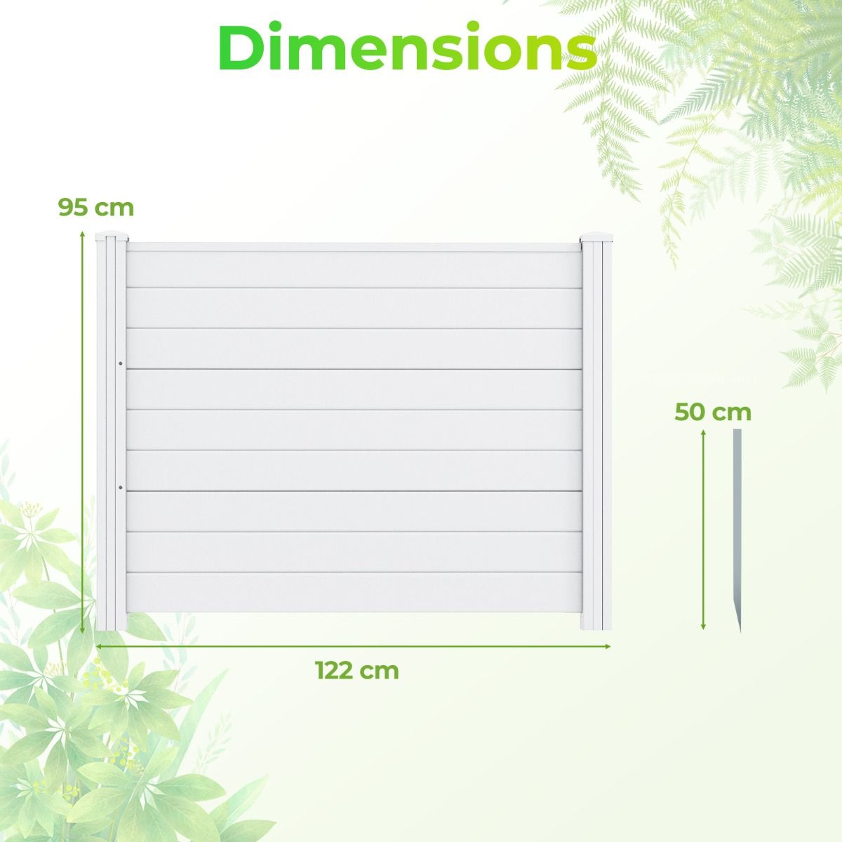 Coast Tuinhek met Privacy - 2 Panelen - Weerbestendig Lamellenhek - 3 Metalen Palen - Wit/Zwart/Bruin