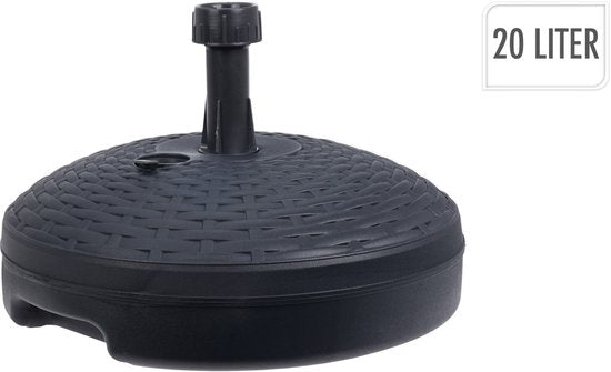 Parasolvoet Rattan look - rond - antraciet grijs - D45 cm - 20 liter - kunststof - vulbaar