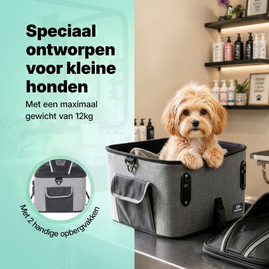 Jake en Jacky Hondenfietsmand - Fietsmand Hond Achterop - Hondenmand Fiets - Autostoel Hond - Kleine Hond max 12 kg - 35x30x31 cm