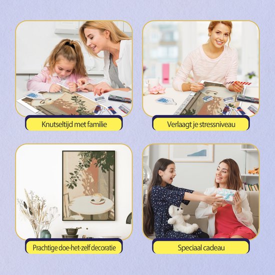 Rubye® Diamond Painting – Diamond Painting Volwassenen – Diamond Painting Kinderen – Diamond Painting Pakket Volledig – Koffie Terrasje – 30x40cm