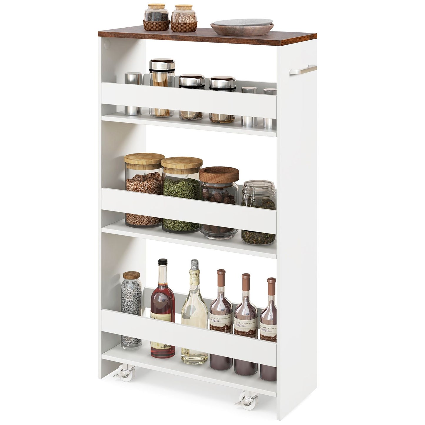 Coast Nichewagen op Wielen Wit – 47,5 x 20 x 80,5 cm – 4 Etages – Smalle Opbergtrolley