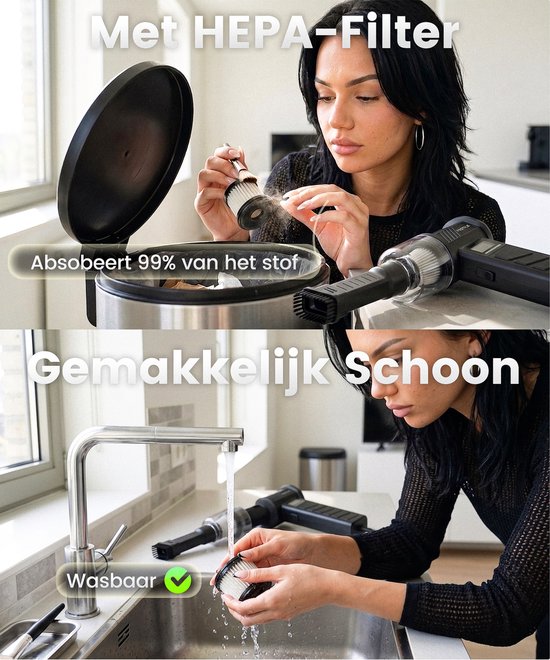 Kruimeldief Snoerloos met Air Duster 130.000 RPM - Auto Stofzuiger Draadloos - Kruimelzuiger - Handstofzuiger - Luchtblazer op accu - Perslucht - Turbo Fan