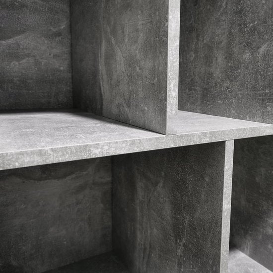 LP vinyl opbergkast - platenkast - opbergen lp vinyl platen - boekenkast - 8 vakken - grijs beton look