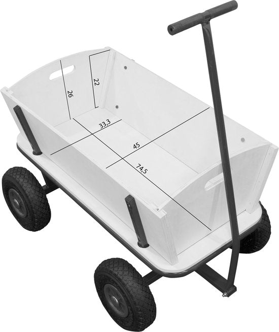 Sunny Billy Beach Wagon Bolderkar Groen - Blank hout - Bolderwagen met luchtbanden - 94x61x97cm
