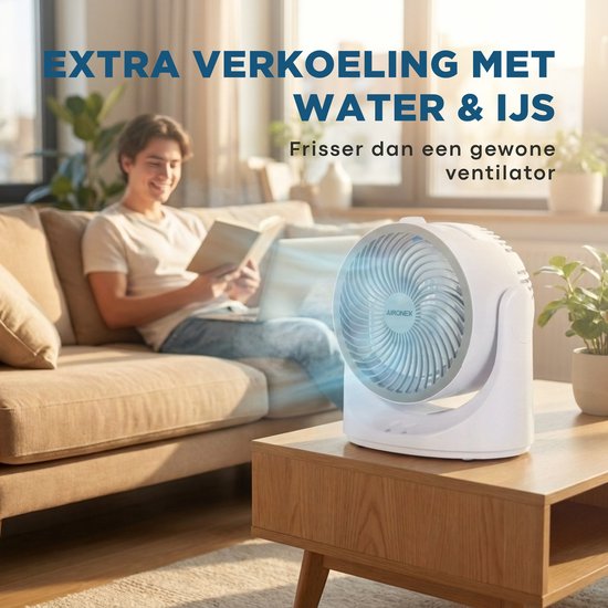 Mini Aircooler – Persoonlijke Luchtkoeler met Ice Box – Draagbare Ventilator & Luchtbevochtiger – Oplaadbaar – 3 Snelheden – 7 Kleuren LED – Fluisterstil