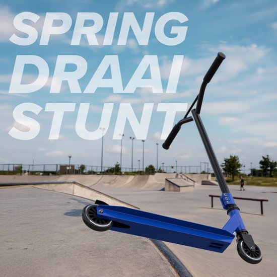 LifeGoods Stuntstep Fly X - 6+ Jaar - Step voor Kinderen - Jongens/Meisjes - 100mm - 100KG - Zwart/Blauw