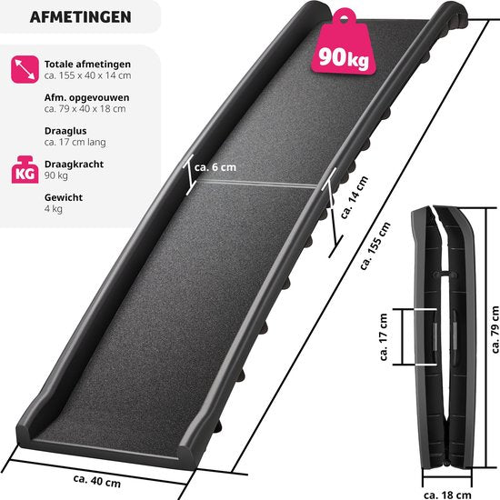 tectake® - Hondenloopplank Paw Step - Loopplank Hondentrap - Trap Hond - inklapbaar en antislip, tot 90kg