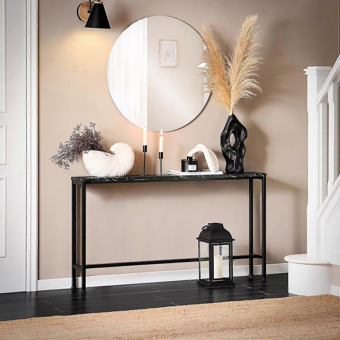 SoBuy - Console Tafel & Sidetable - Industrieel Design - Smal Model voor Hal of Woonkamer - 120x65x20 cm - Zwart Hout & Metaal
