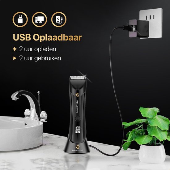 Wellshave Bodygroomer –  Keramische Bladen – 90 min batterijduur – Zwart