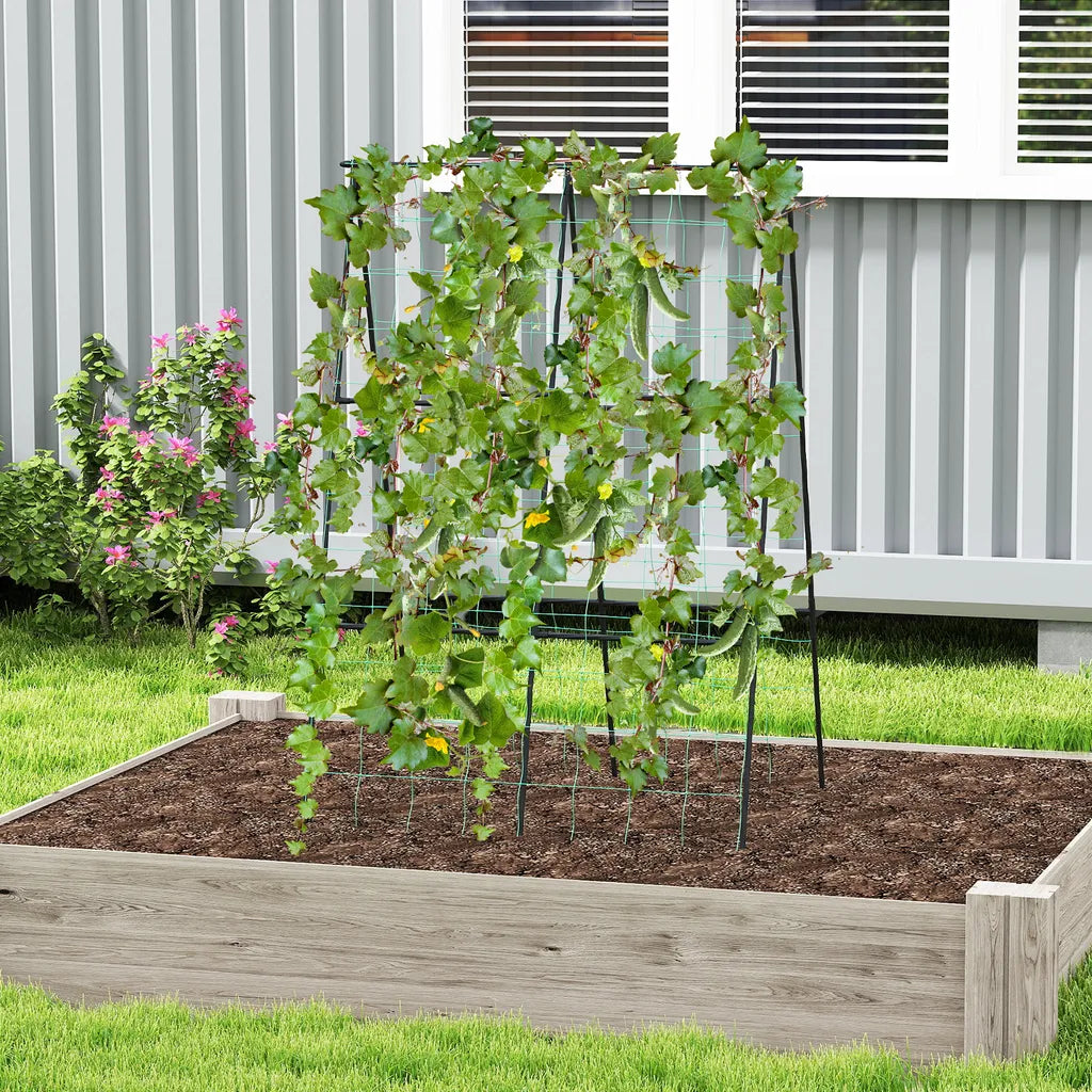 Coast plantenrek Zwart – A-Frame Plantenrek met Net – Verstelbare Breedte 30-60 cm – 88 x 124 cm