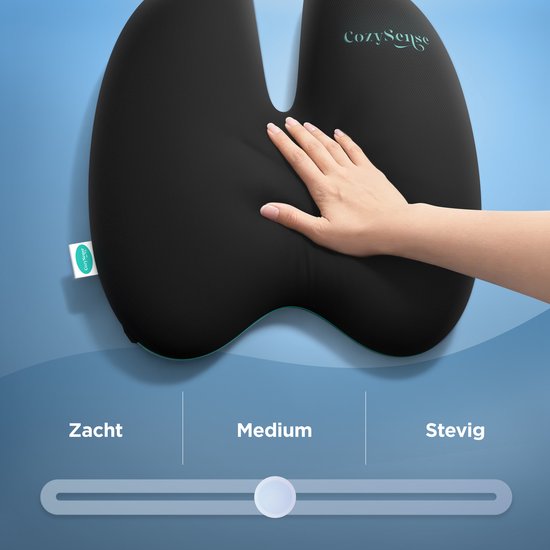 CozySense® Rugsteun - Verstelbaar Rugkussen Onderrug - Lendekussen voor Auto, Bureaustoel, Bed & Bank - Ergonomisch - Met Coolgel - Medium Hardheid - Wasbare Hoes