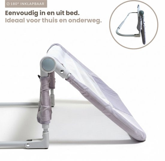 Babietec Bedhekje Verstelbaar Inklapbaar – Extra Lang 150cm – Bedrail – Boxspring – Uitvalbescherming – Bedrek - Donkergrijs