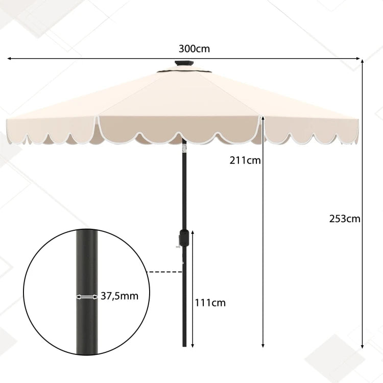 Coast Tuinparasol met Solar LED – Kantelbare Parasol met Slinger en 8 Ribben
