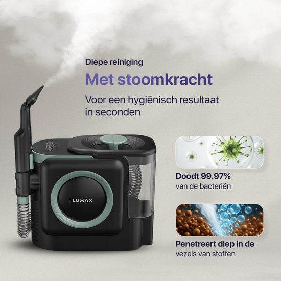 LUMAN 10 in 1 Tapijtreiniger PRO 1800W - 100°C Stoomfunctie en Zelfreinigend - Vlekkenreiniger - Stoomreiniger - Zetelreiniger - Reiniger voor bank, vloer, auto en tapijt - 7 Meter Snoer