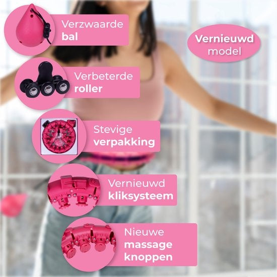 Nuvance - Verstelbare Fitness Hoelahoep met Gewicht - 24 + 5 Schakels - voor Volwassenen en Kinderen - Hoelahoeps - Smart Hoepel - Roze