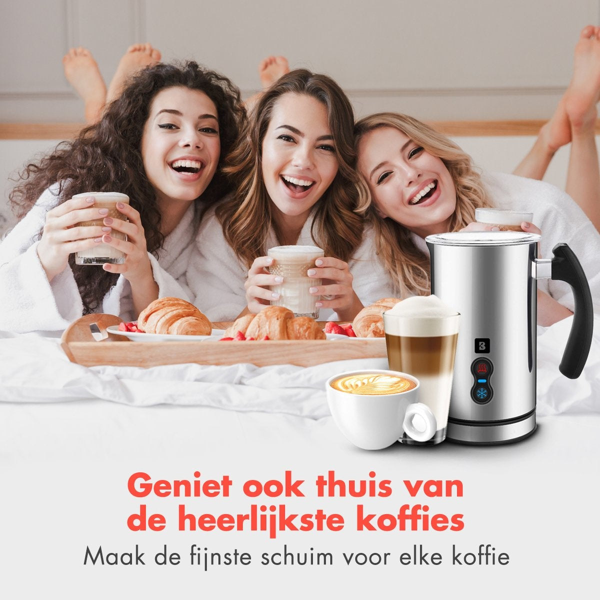 KitchenBrothers Elektrische Melkopschuimer - 240 ML - Handige Melkschuimer - RVS/Zwart