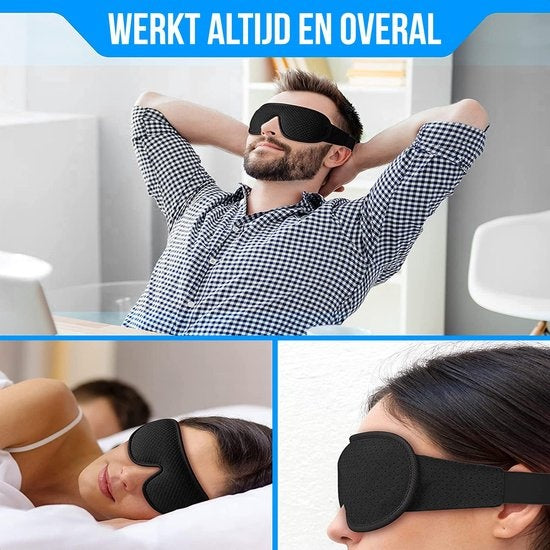 Strex Luxe Slaapmasker - 3D Ergonomisch - 100% Verduisterend - Traagschuim - Slaap Masker - Oog Masker