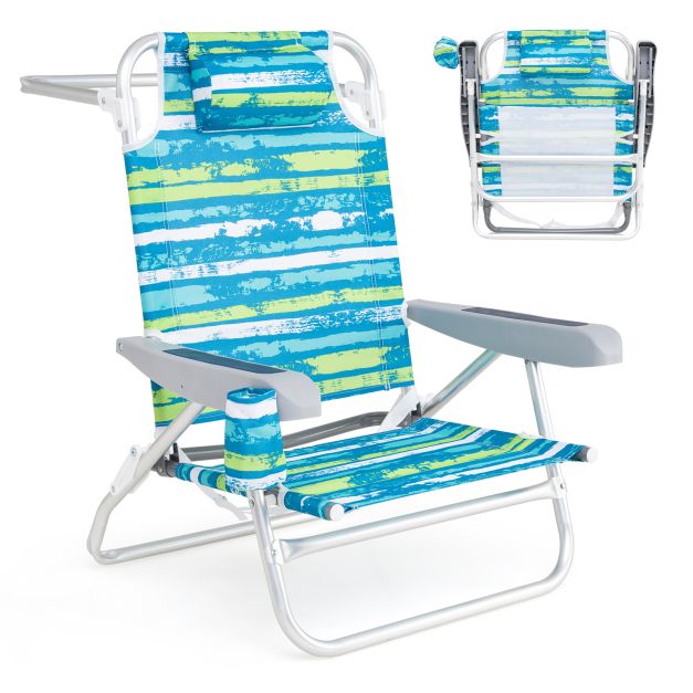 Coast Opvouwbare Strandstoelen 62 x 54 x 80 cm - Set van 2 - 5 Standen - Bekerhouder - Groen