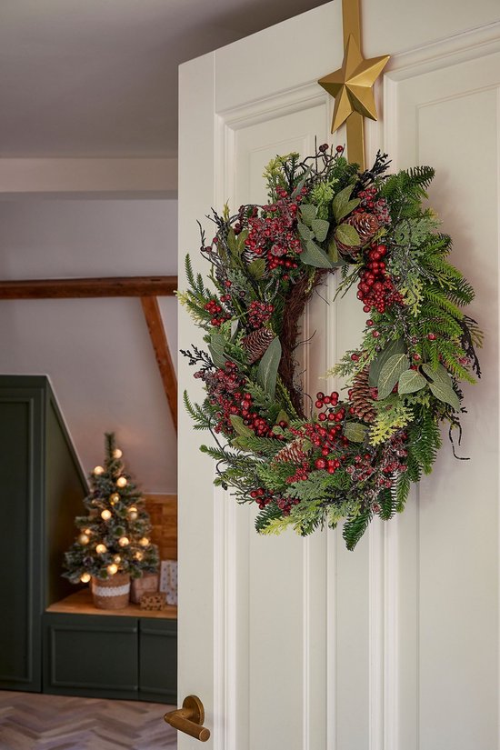 Mica Decorations Bodi Kerstkrans met Dennenappels - H13 x Ø50 cm - Bordeaux