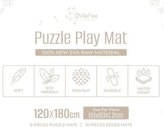 NilaFee™ - Luxe Speelmat - Foam - Baby - Speelkleed - Kruipmat - 180 x 120 x 1.5 cm - Puzzelmat - Opbergtas - Classic Wit